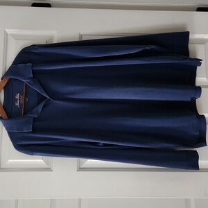 Tasso Elba Blue Supima Cotton Blend Polo Long Sleeve Shirt XXL